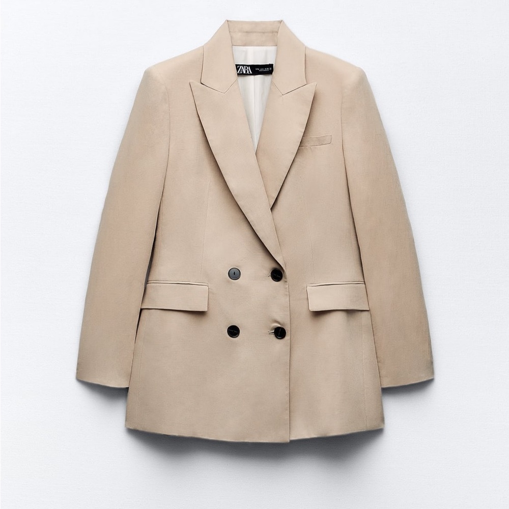 LINEN BLEND DOUBLE BREASTED BLAZER